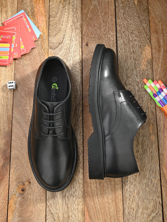 LEO Genuine Leather Black Shoes For Mens