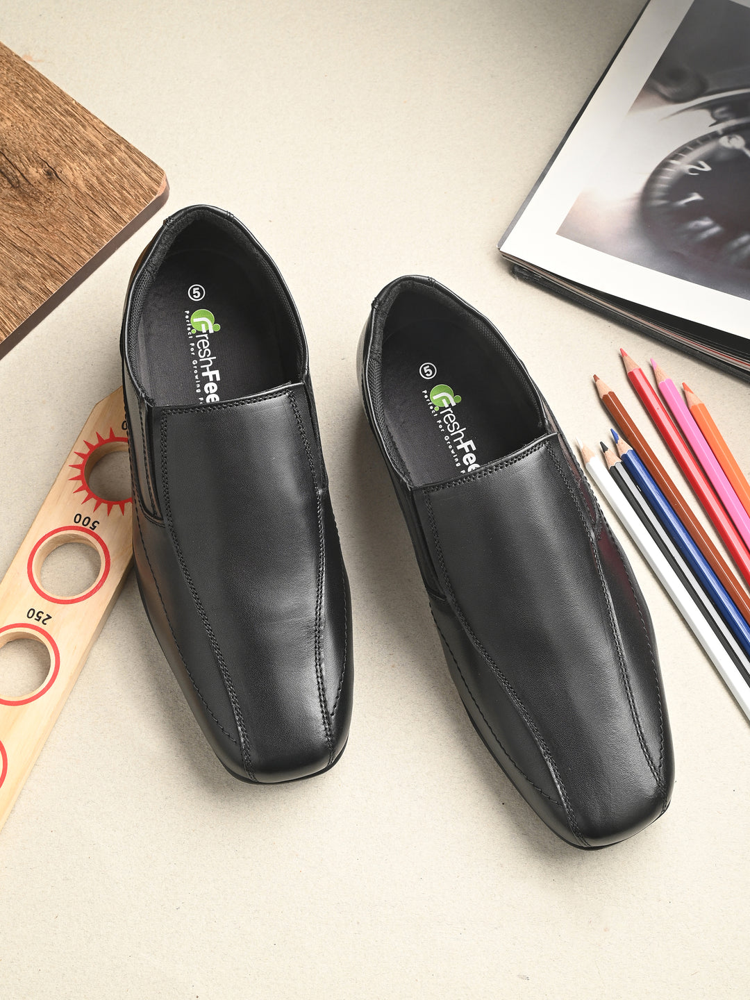 JACK Genuine Leather Black Dual Size technology School Shoes