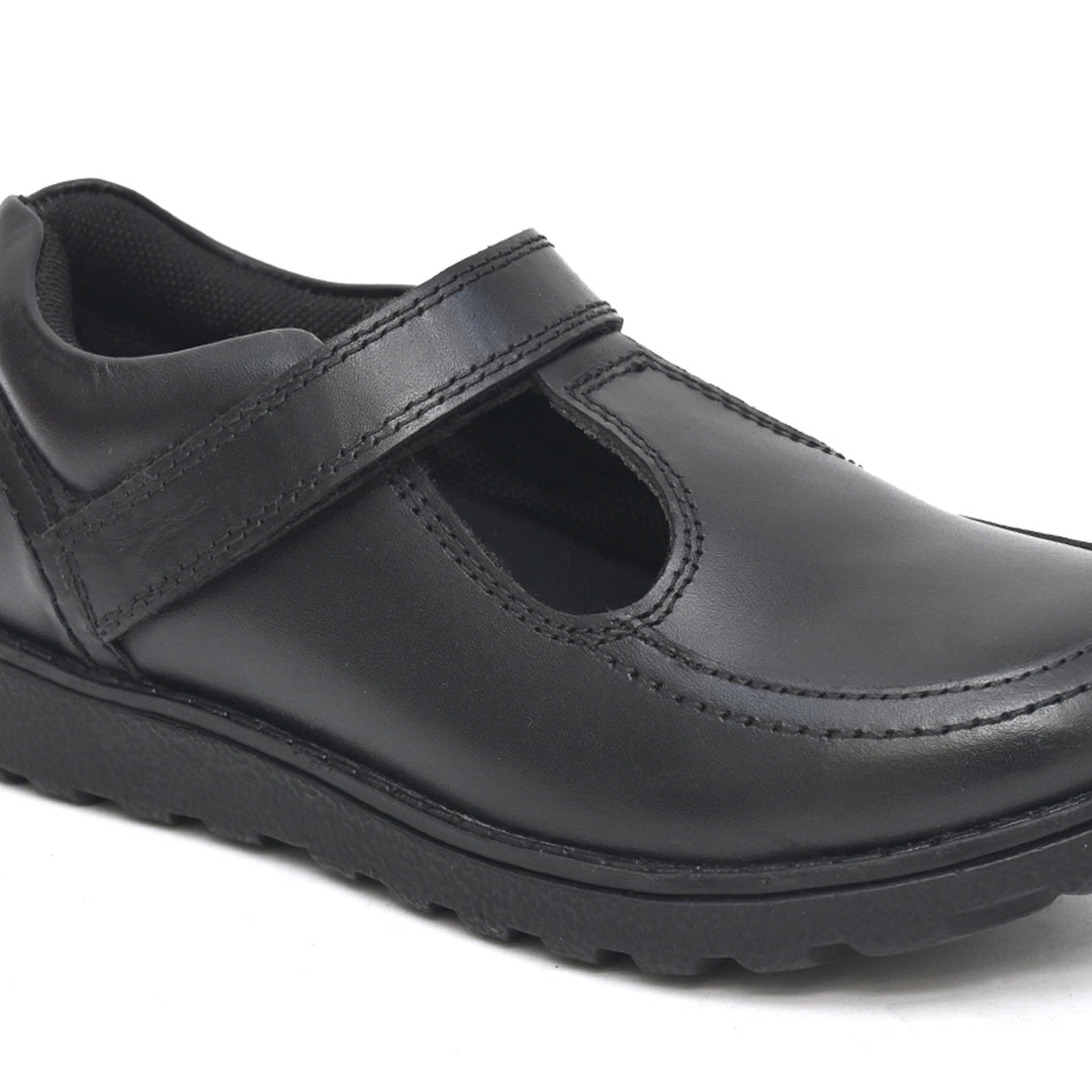 ANVI Genuine Leather Black Dual Size technology School Shoes