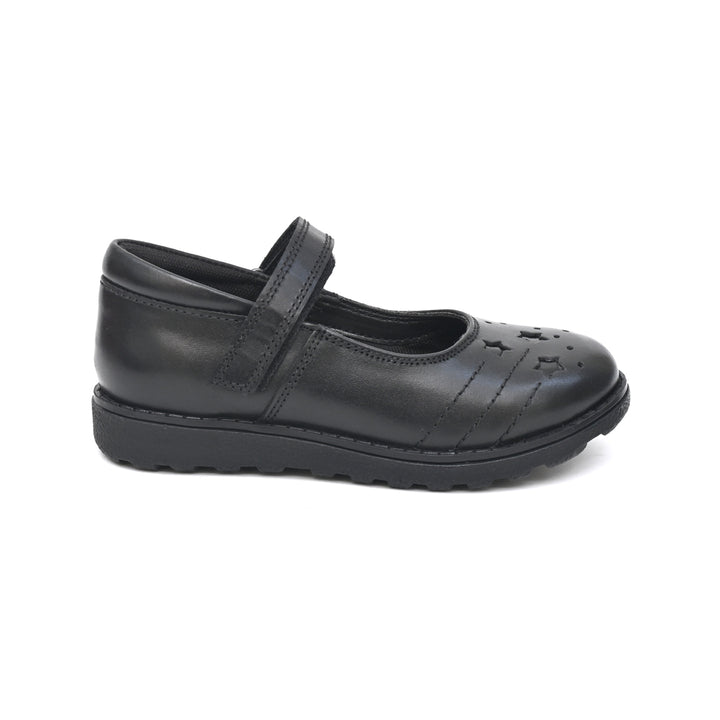 AENNA Genuine Leather Black Dual Size technology School Shoes