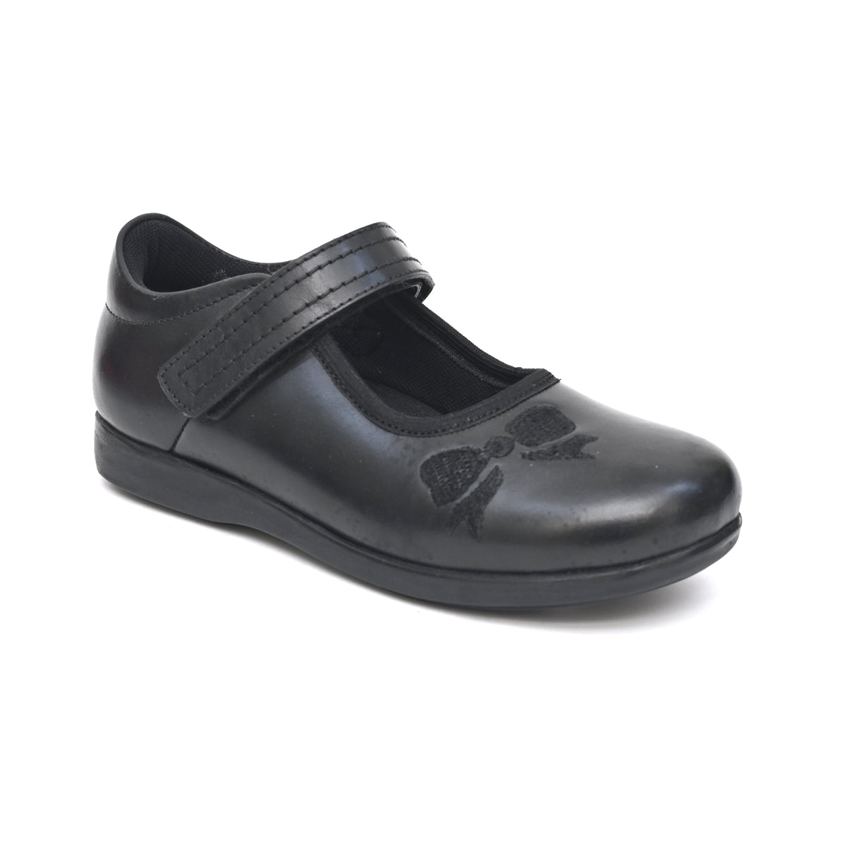 DOLLY Genuine Leather Black Dual Size technology School Shoes