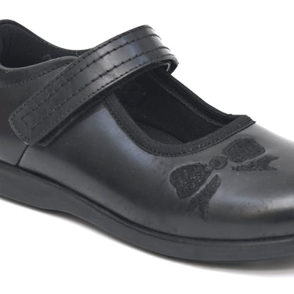 DOLLY Genuine Leather Black Dual Size technology School Shoes