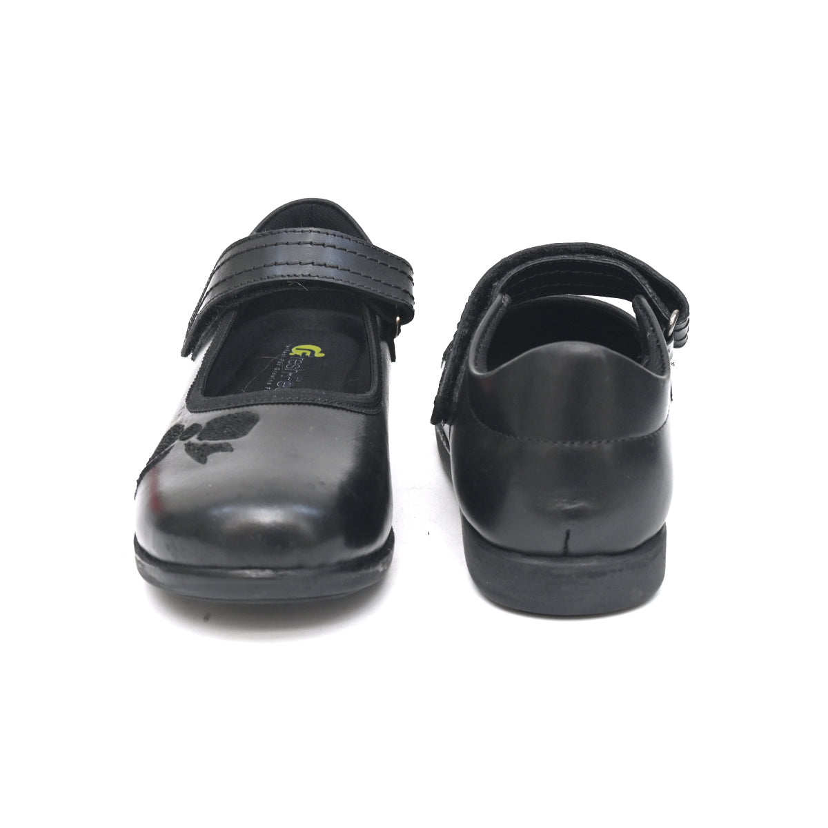 DOLLY Genuine Leather Black Dual Size technology School Shoes