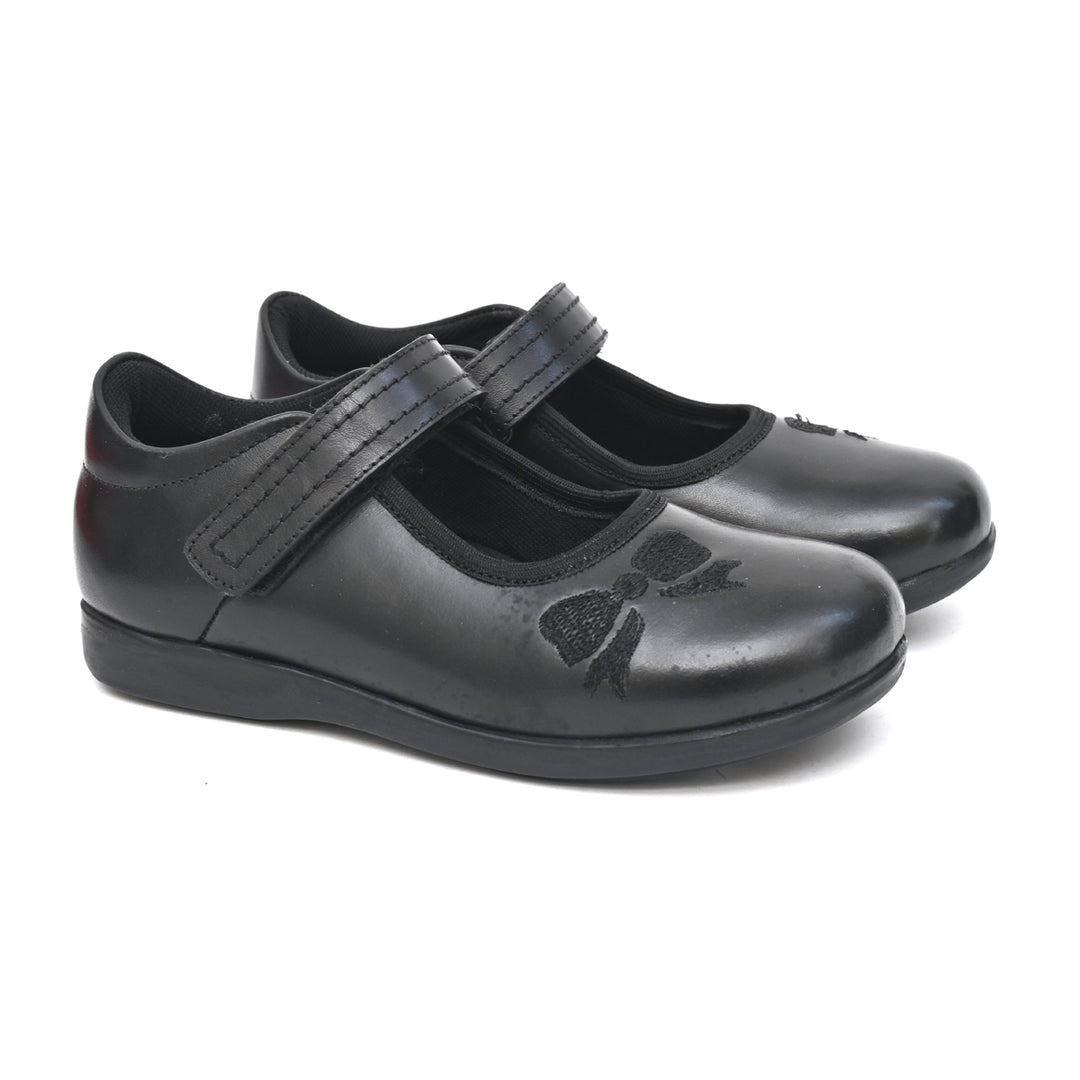 DOLLY Genuine Leather Black Dual Size technology School Shoes