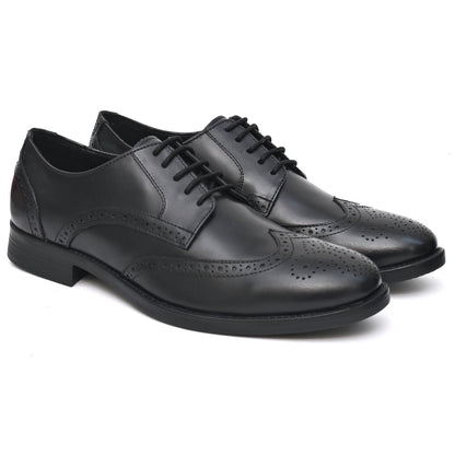 NEEL Genuine Leather Black Shoes for Men