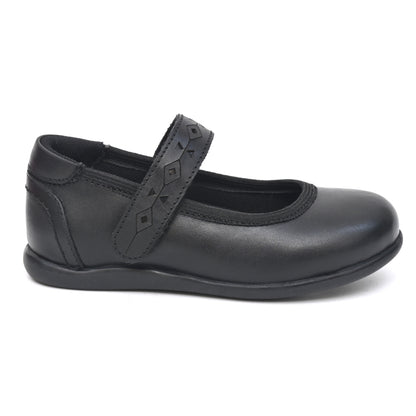 EMMA Genuine Leather Black Dual Size technology School Shoes