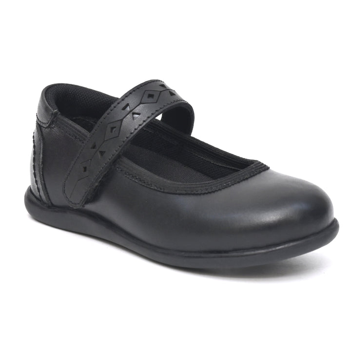 EMMA Genuine Leather Black Dual Size technology School Shoes