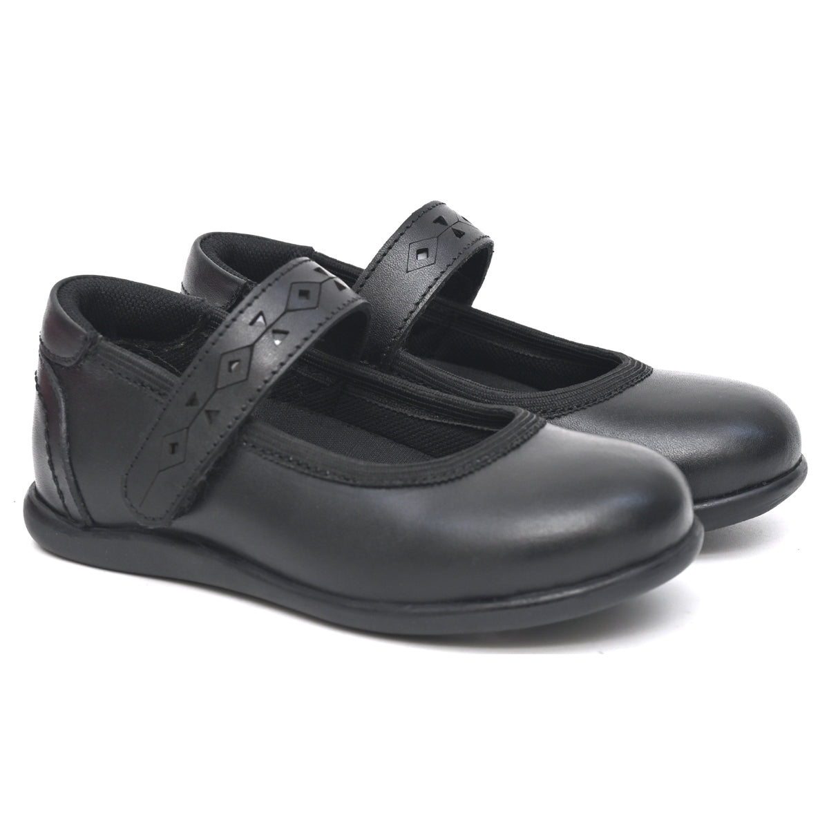 EMMA Genuine Leather Black Dual Size technology School Shoes