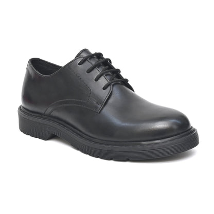 LEO Genuine Leather Black Shoes For Mens