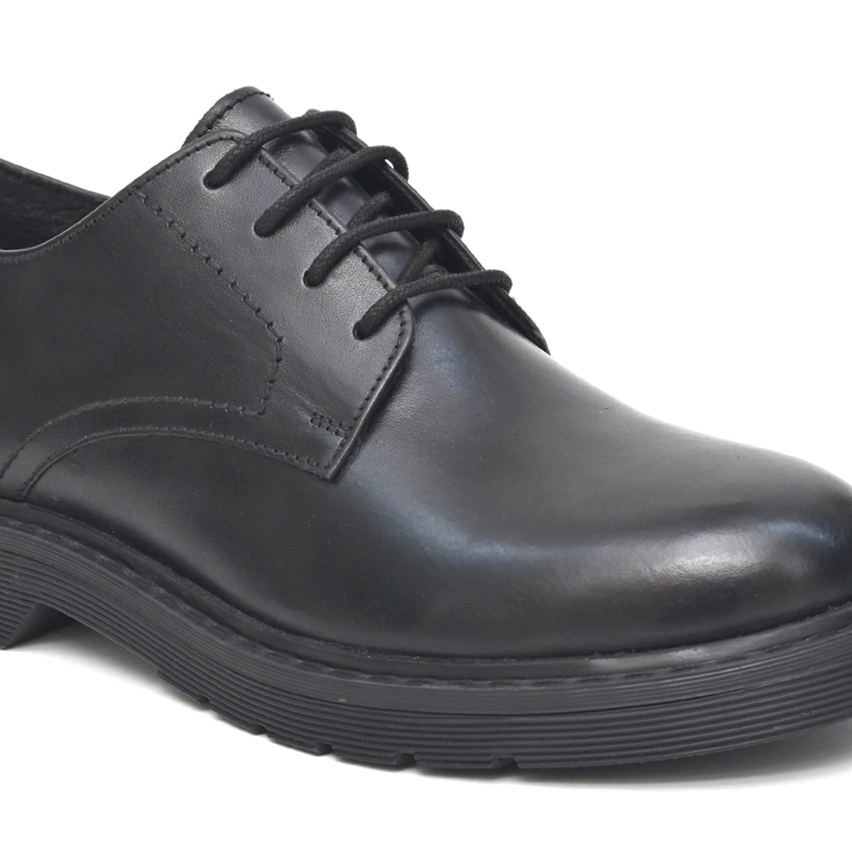 LEO Genuine Leather Black Shoes For Mens