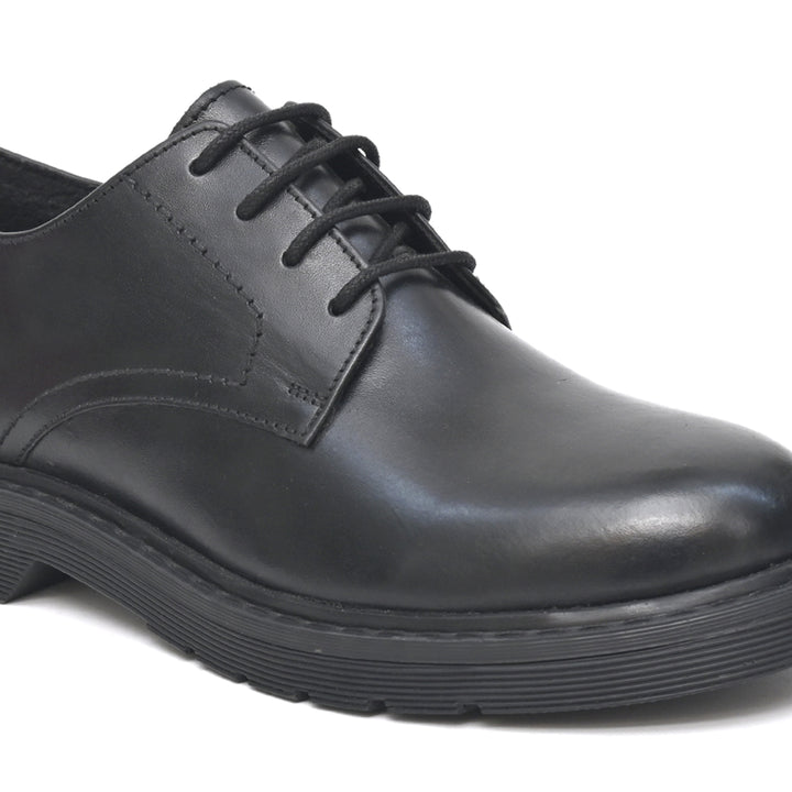 LIVI Genuine Leather Black Dual Size technology School Shoes For Boys