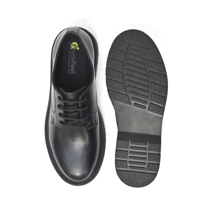 LEO Genuine Leather Black Shoes For Mens