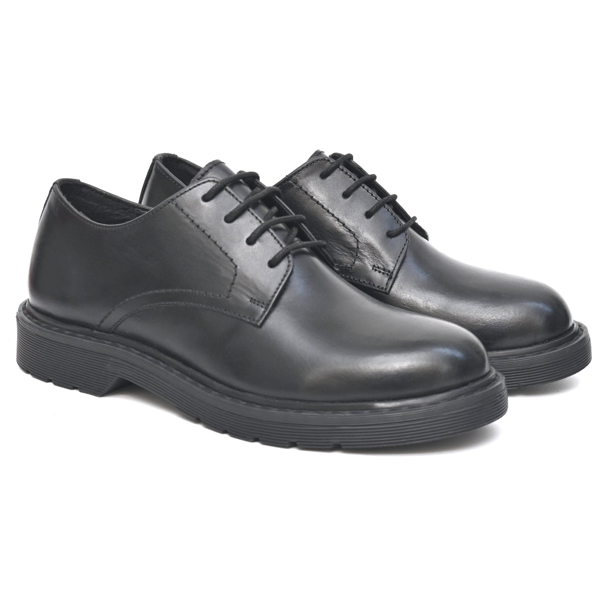 LEO Genuine Leather Black Shoes For Mens