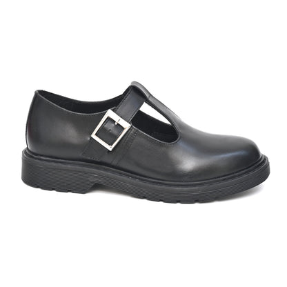 LUNA Genuine Leather Black Dual Size technology School Shoes