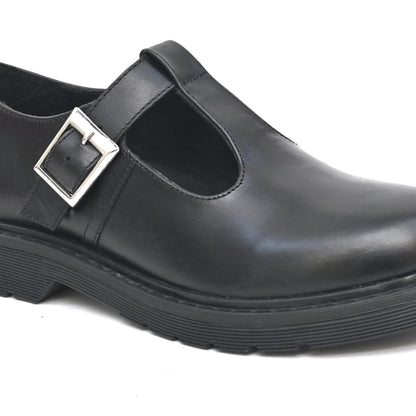 LUNA Genuine Leather Black Dual Size technology School Shoes