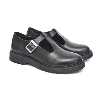 LUNA Genuine Leather Black Dual Size technology School Shoes