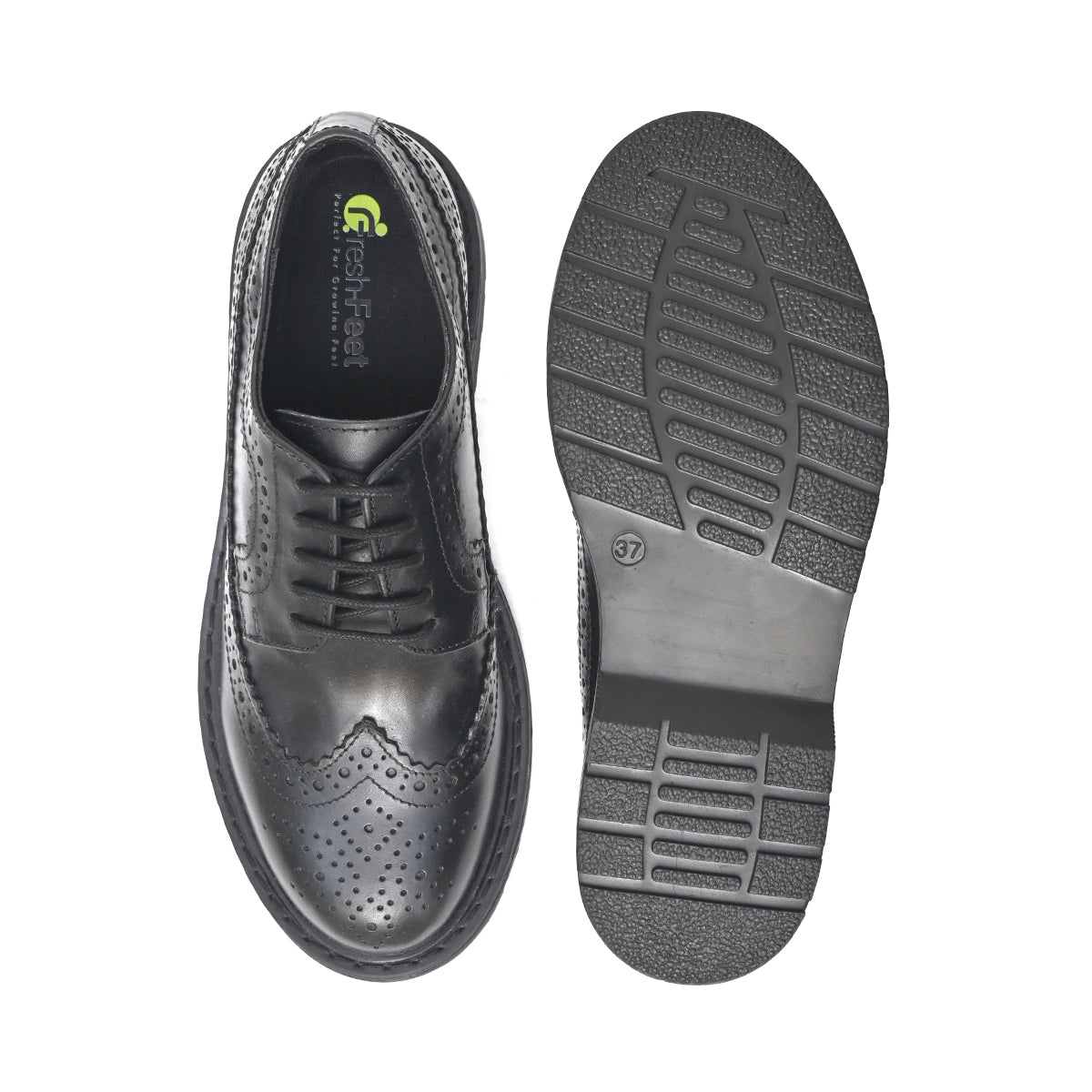 LAYLA Genuine Leather Black Dual Size technology School Shoes