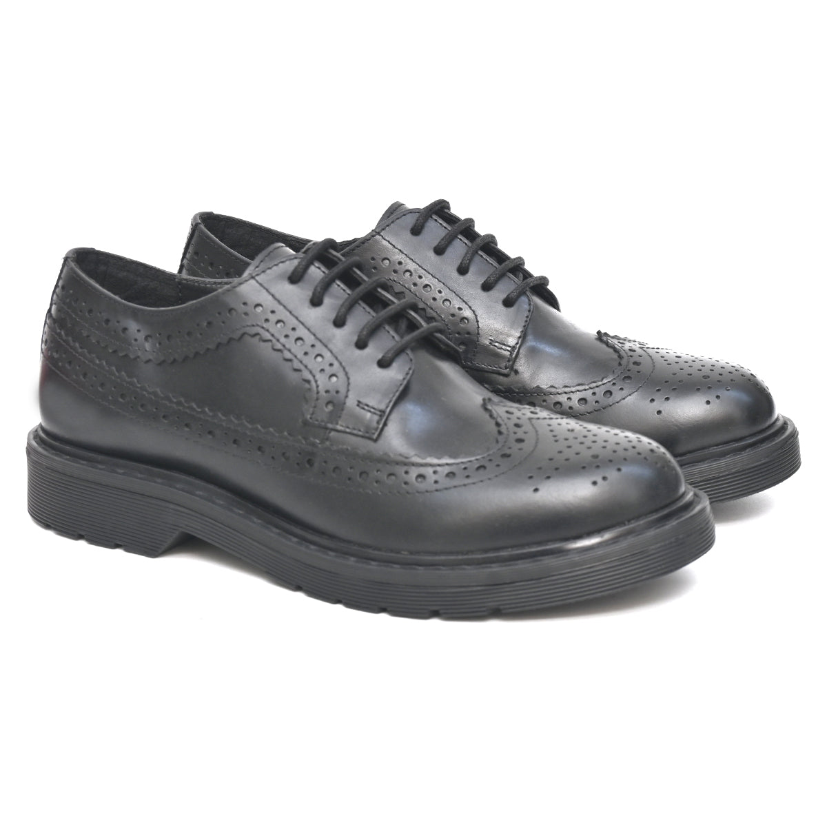 LAYLA Genuine Leather Black Dual Size technology School Shoes