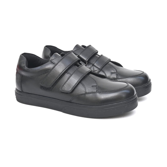 GARRY Genuine Leather Black Dual Size technology School Shoes