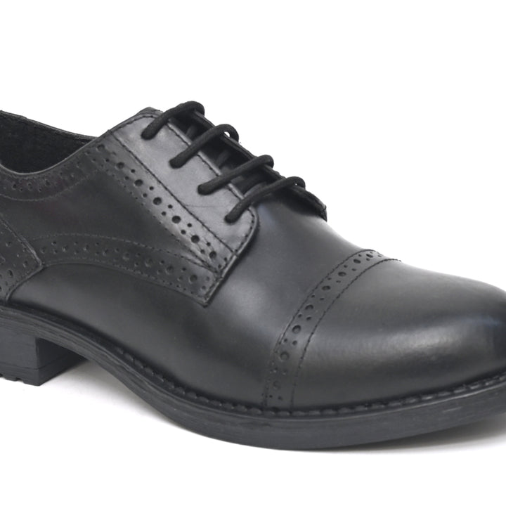 KIMAYA Genuine Leather Black Dual Size technology School Shoes