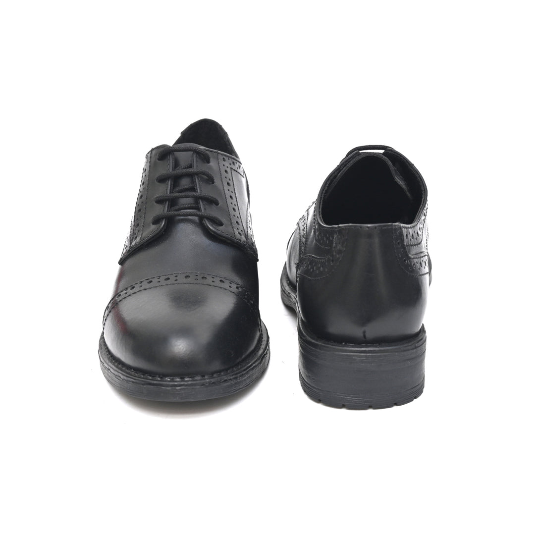 KIMAYA Genuine Leather Black Dual Size technology School Shoes