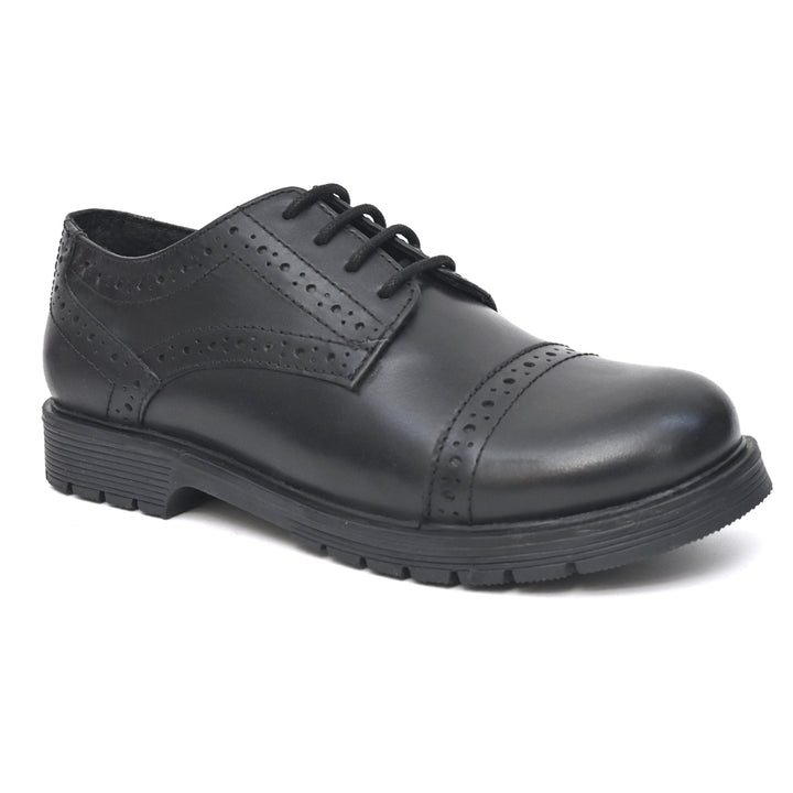 ISSAC Genuine Leather Black Dual Size technology School Shoes