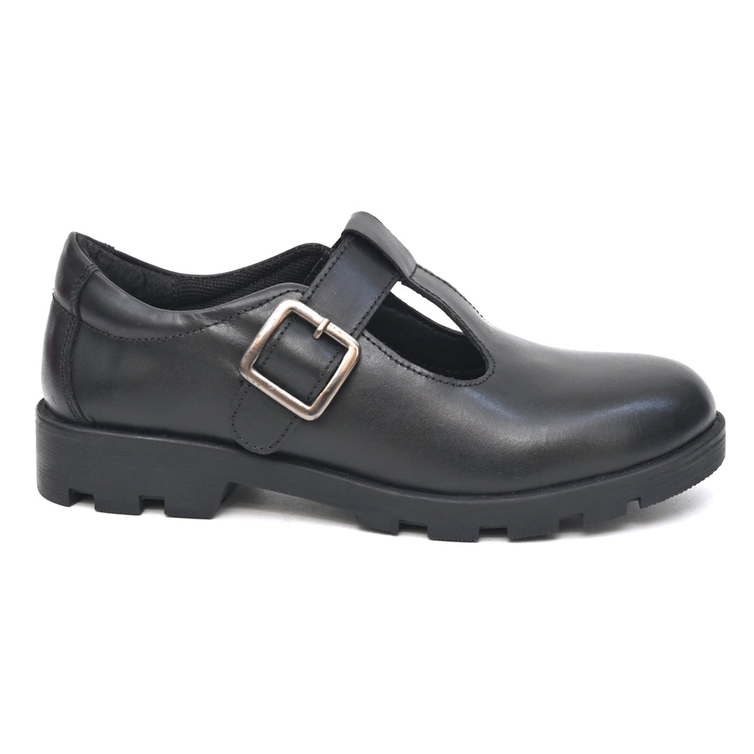 BENCE Genuine Leather Black Dual Size technology School Shoes