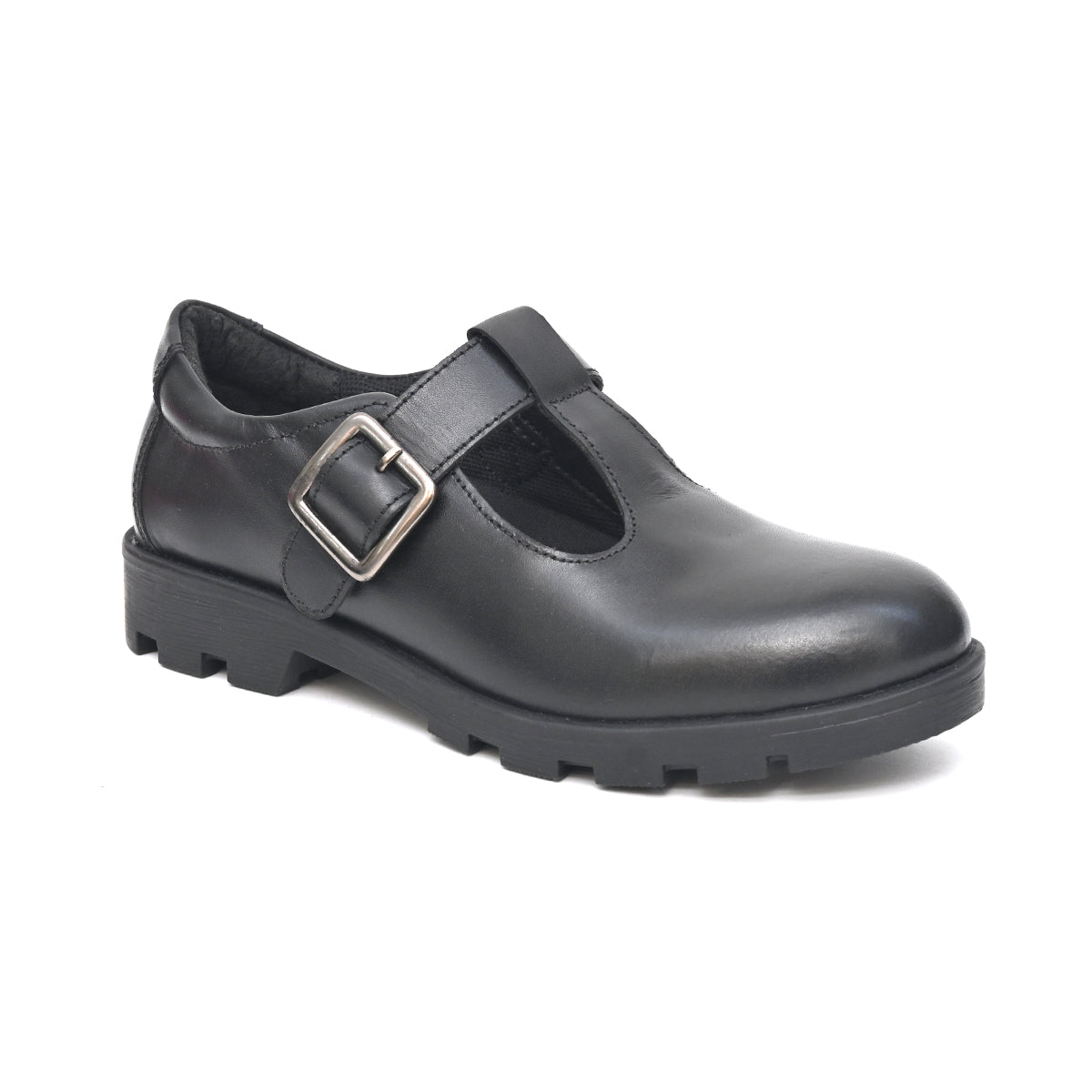 BENCE Genuine Leather Black Dual Size technology School Shoes