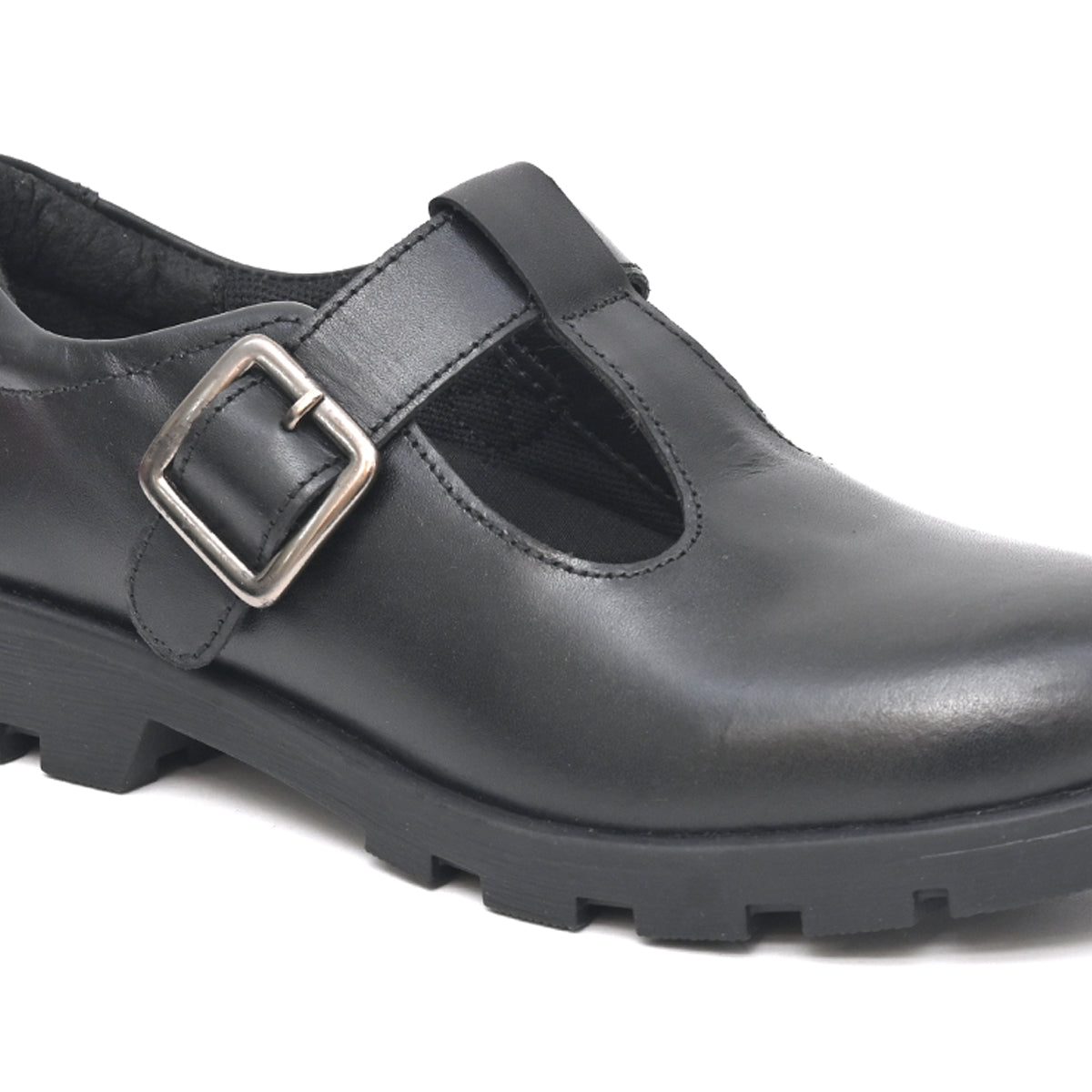 BENCE Genuine Leather Black Dual Size technology School Shoes