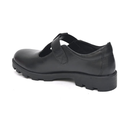 BENCE Genuine Leather Black Dual Size technology School Shoes