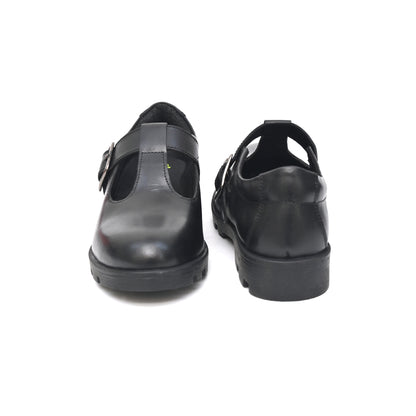 BENCE Genuine Leather Black Dual Size technology School Shoes