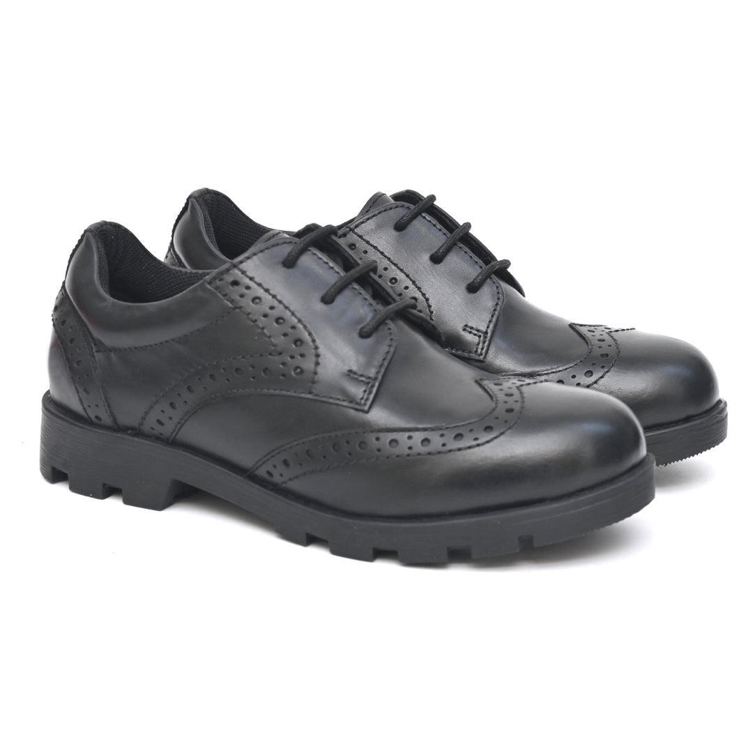 BEN Genuine Leather Black Dual Size technology School Shoes