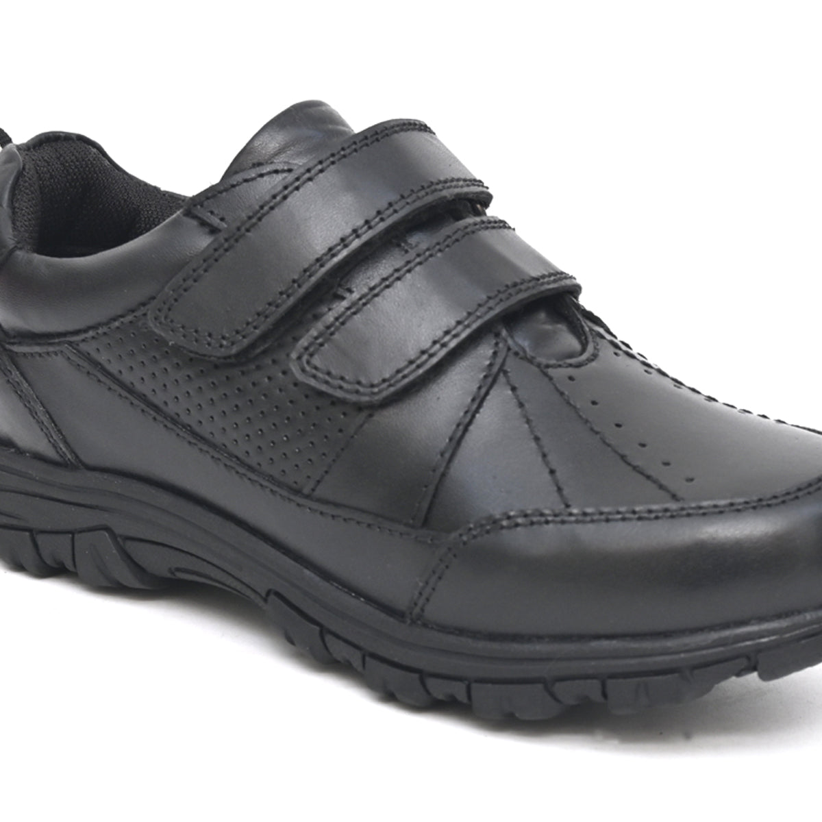 CHRIS Genuine Leather Black Dual Size technology School Shoes