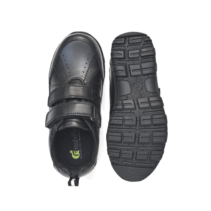 CHRIS Genuine Leather Black Dual Size technology School Shoes