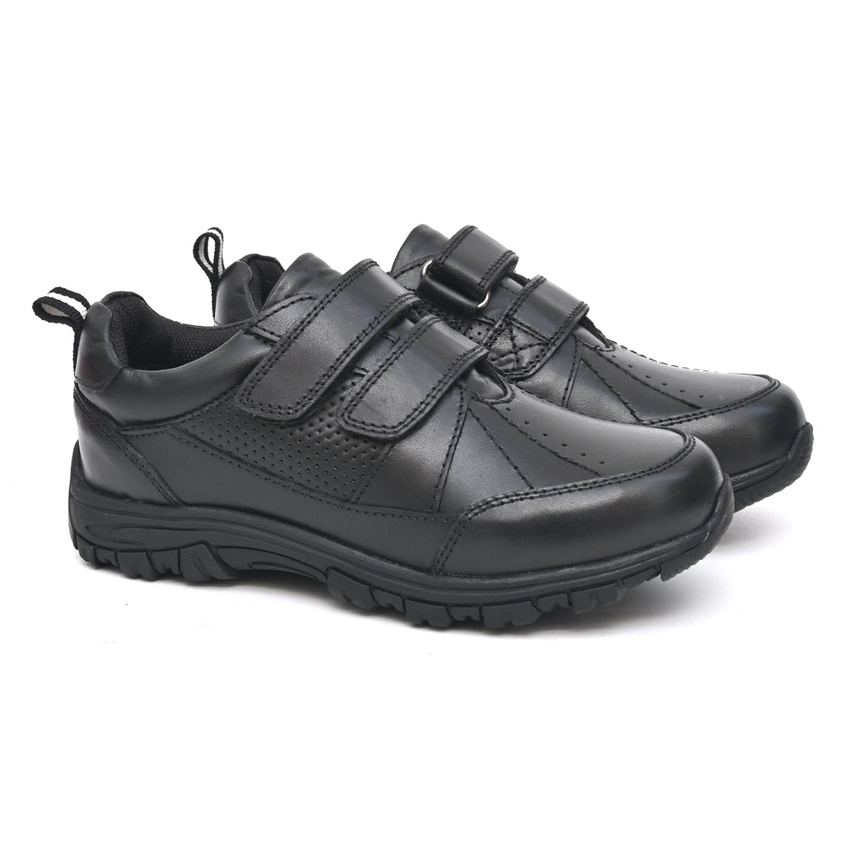 CHRIS Genuine Leather Black Dual Size technology School Shoes