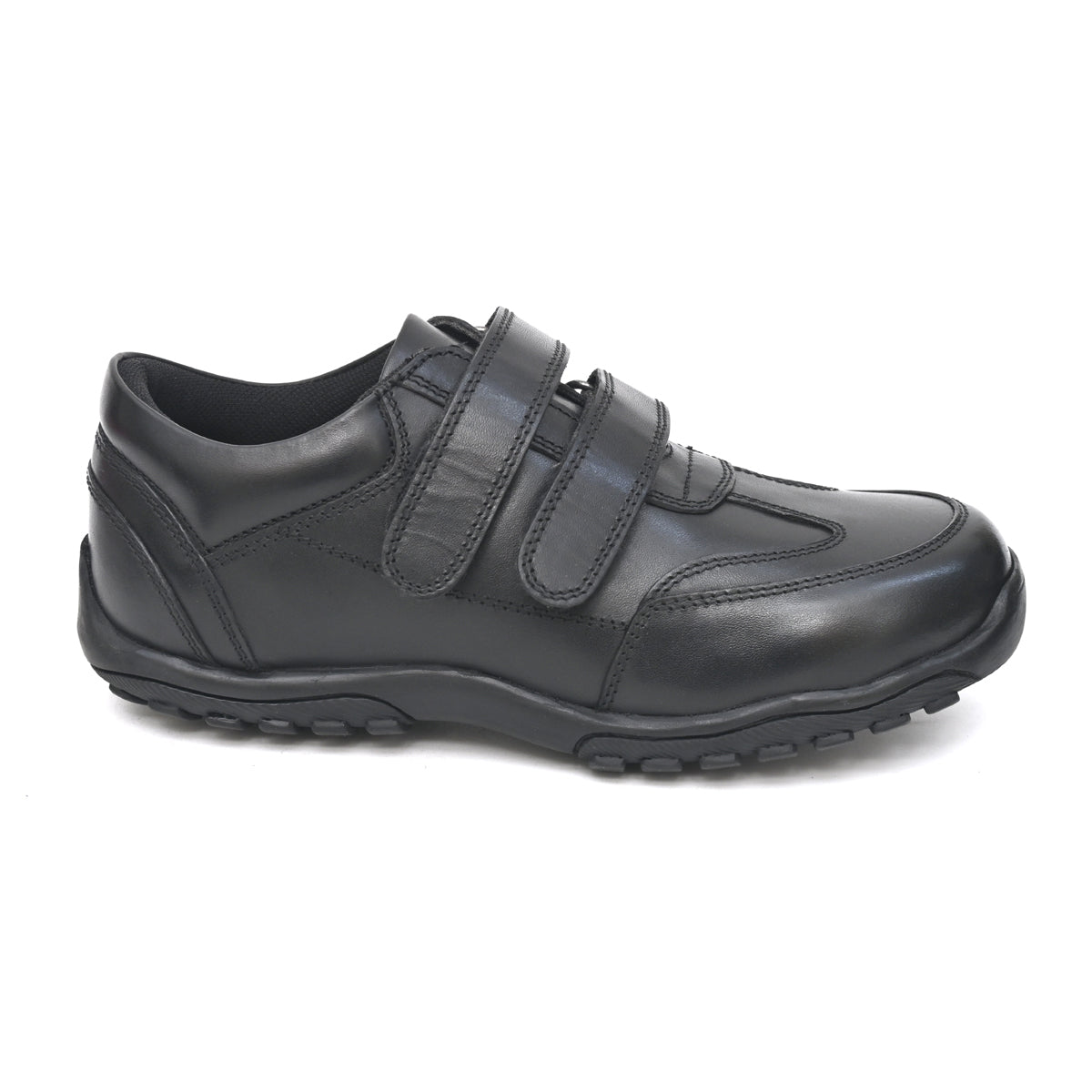 FRANKY Genuine Leather Black Dual Size technology School Shoes