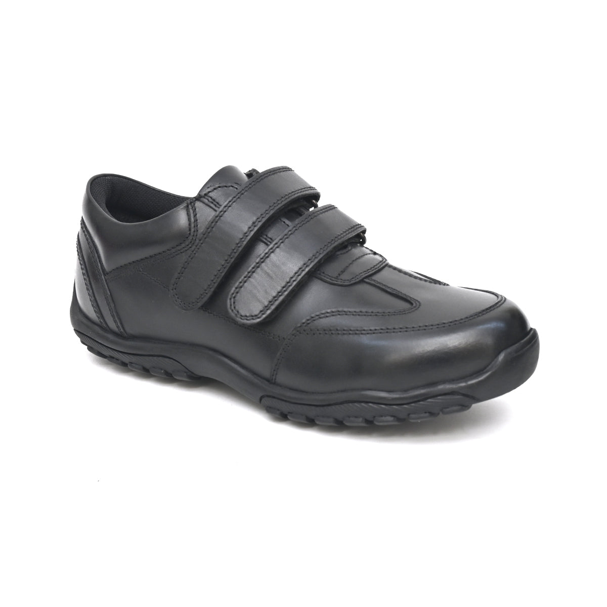 FRANKY Genuine Leather Black Dual Size technology School Shoes