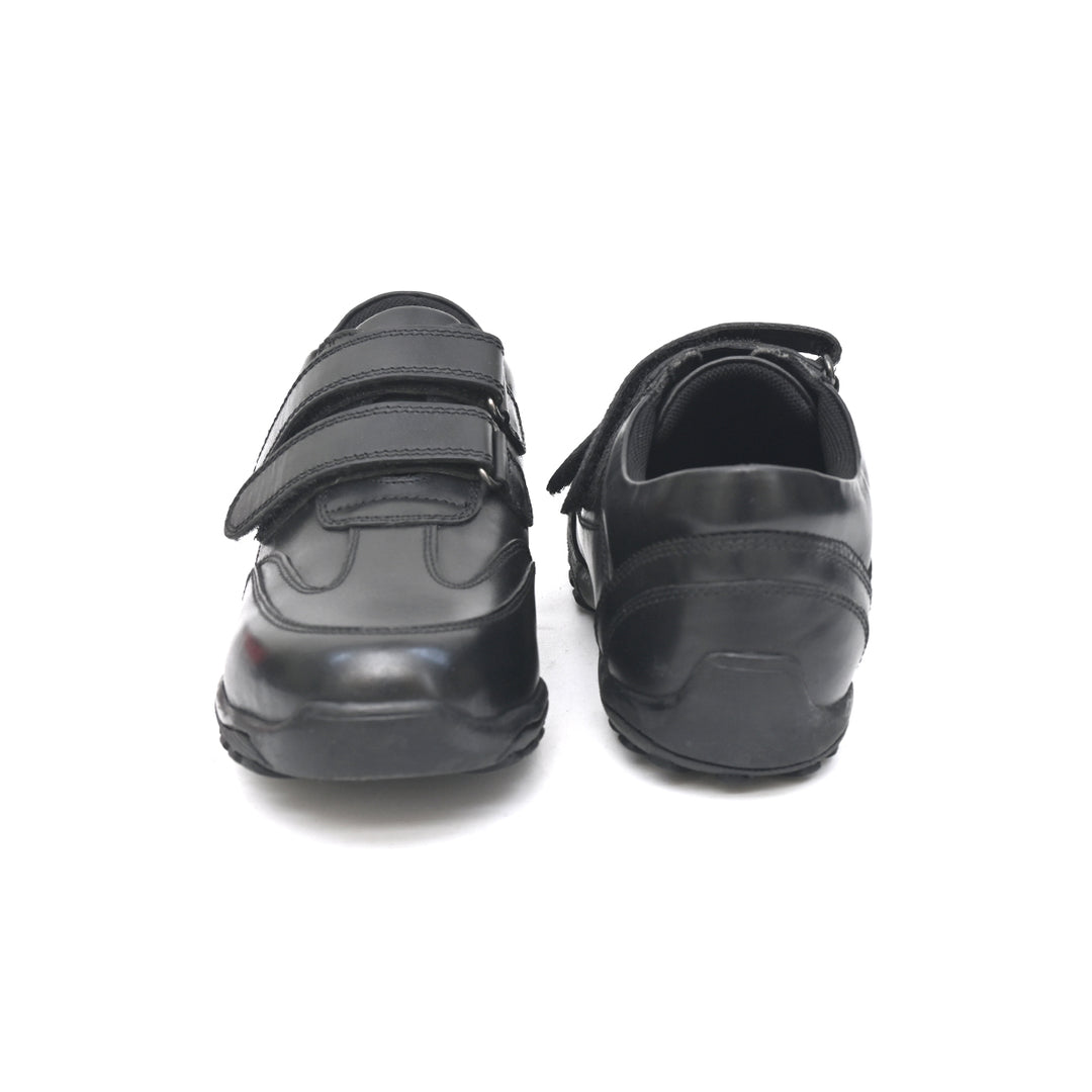 FRANKY Genuine Leather Black Dual Size technology School Shoes