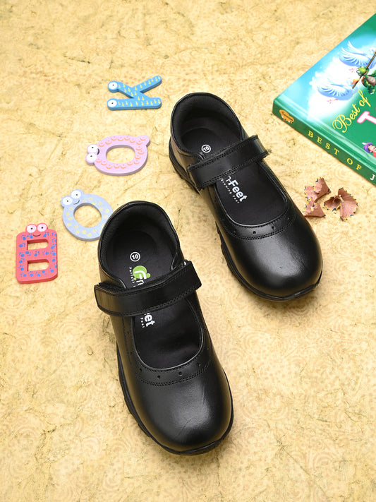 CLARA Genuine Leather Black Dual Size technology School Shoes