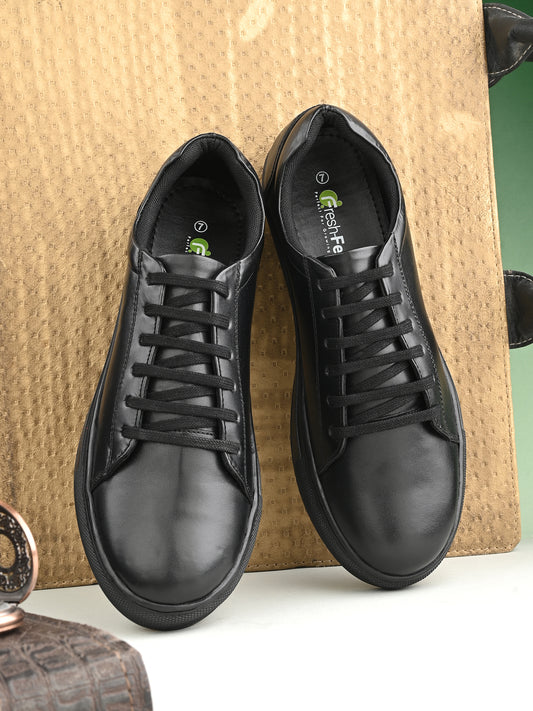 MIKE Genuine Leather Black Shoes for Men