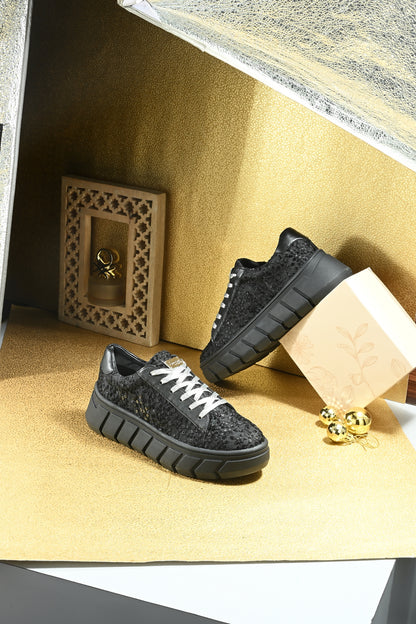 Black Customized Ethnic Sneakers
