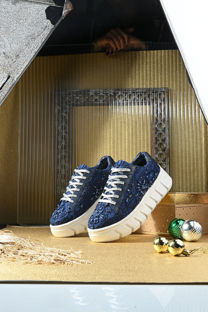 Blue Customized Ethnic Sneakers