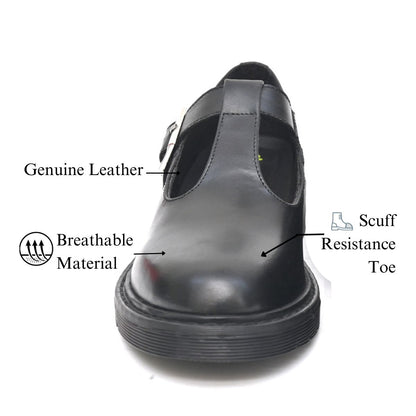 LUNA Genuine Leather Black Dual Size technology School Shoes