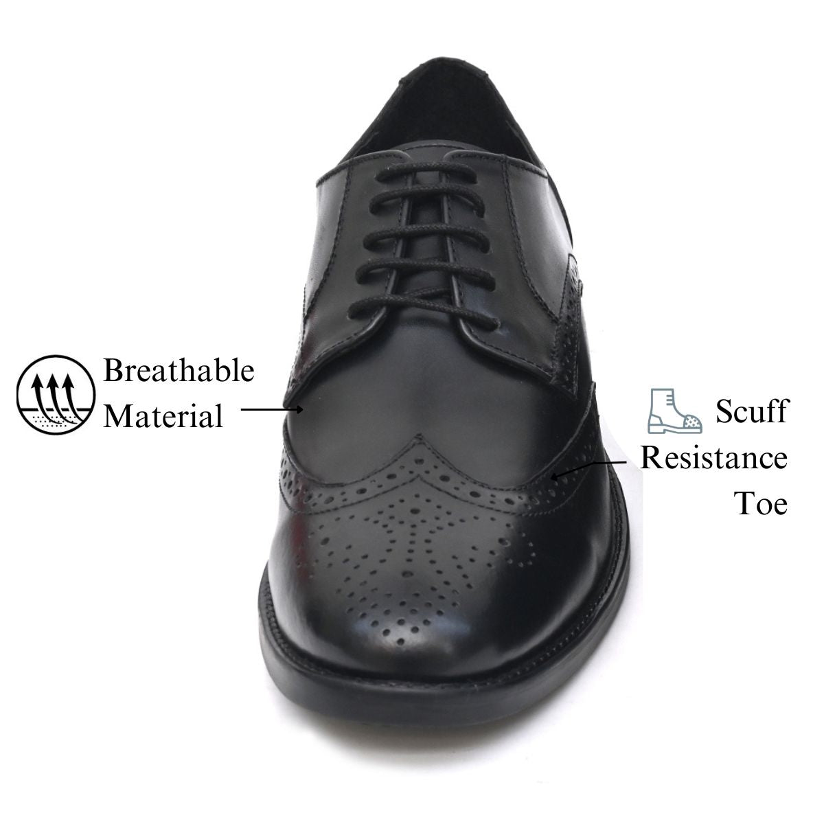 NEEL Genuine Leather Black Shoes for Men