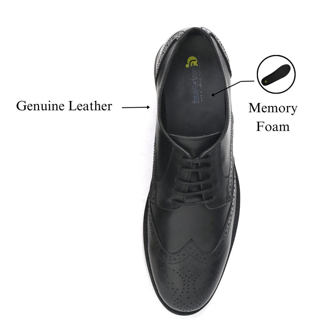 NEEL Genuine Leather Black Shoes for Men