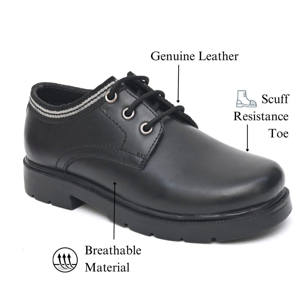HARRY Genuine Leather Black Dual Size technology School Shoes for Boys