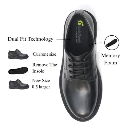 LIVI Genuine Leather Black Dual Size technology School Shoes For Boys