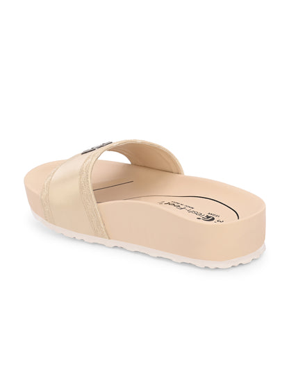 Kristen Beige Orthopedic Sliders For Women