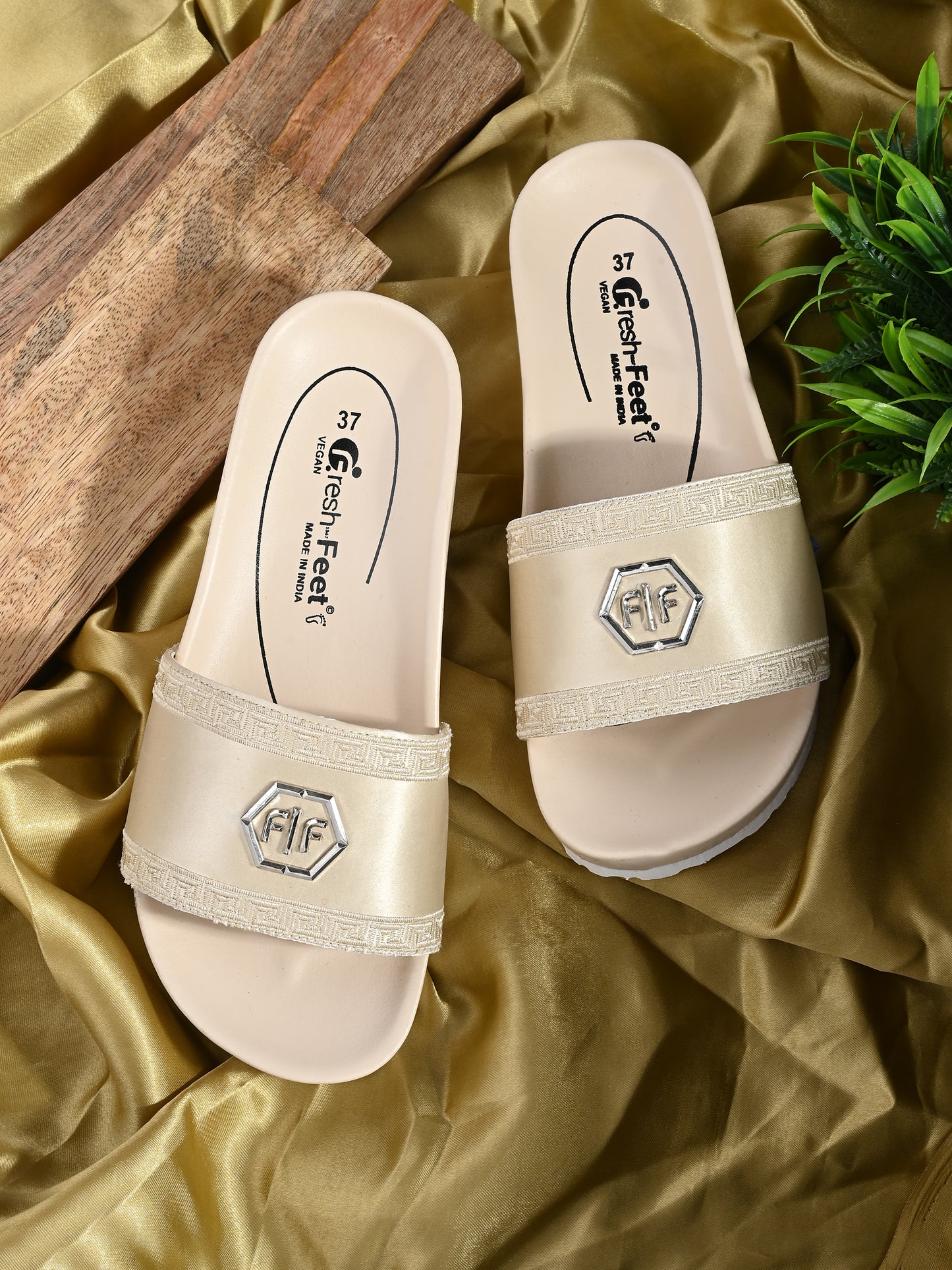 Kristen Beige Orthopedic Sliders For Women