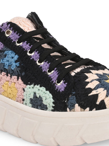 Women's Austria Purple Crochet Sneakers